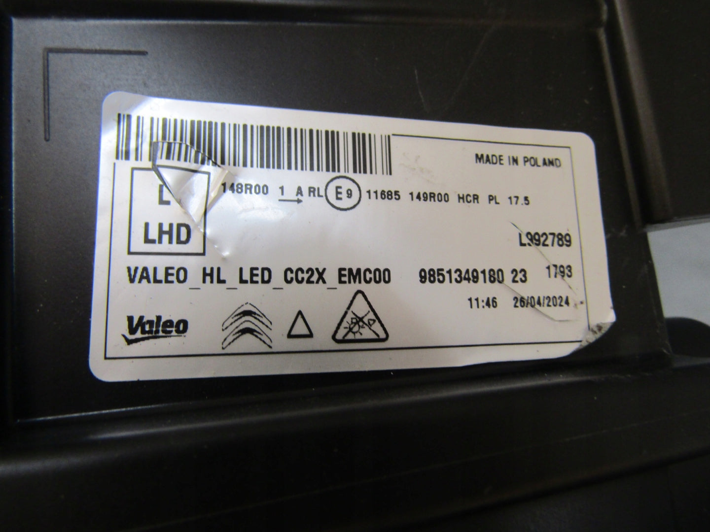 HEADLIGHT CITROEN E-C3 C3 C3 AIRCROSS IV 4 LED 24- LH 9851349180