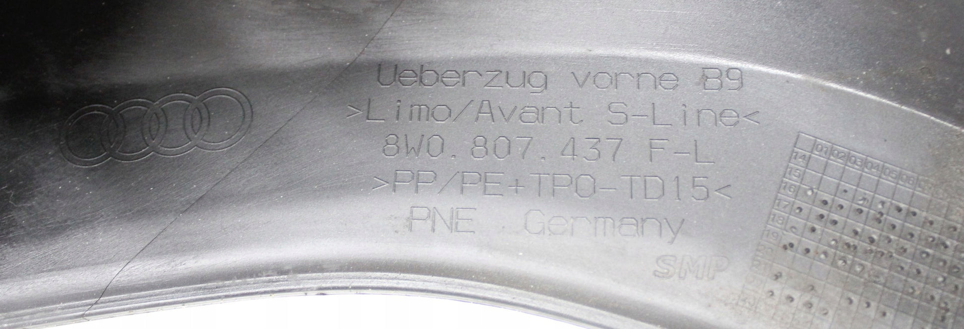 AUDI A4 B9 8W S LINE FRONT BUMPER ORG + PLATE