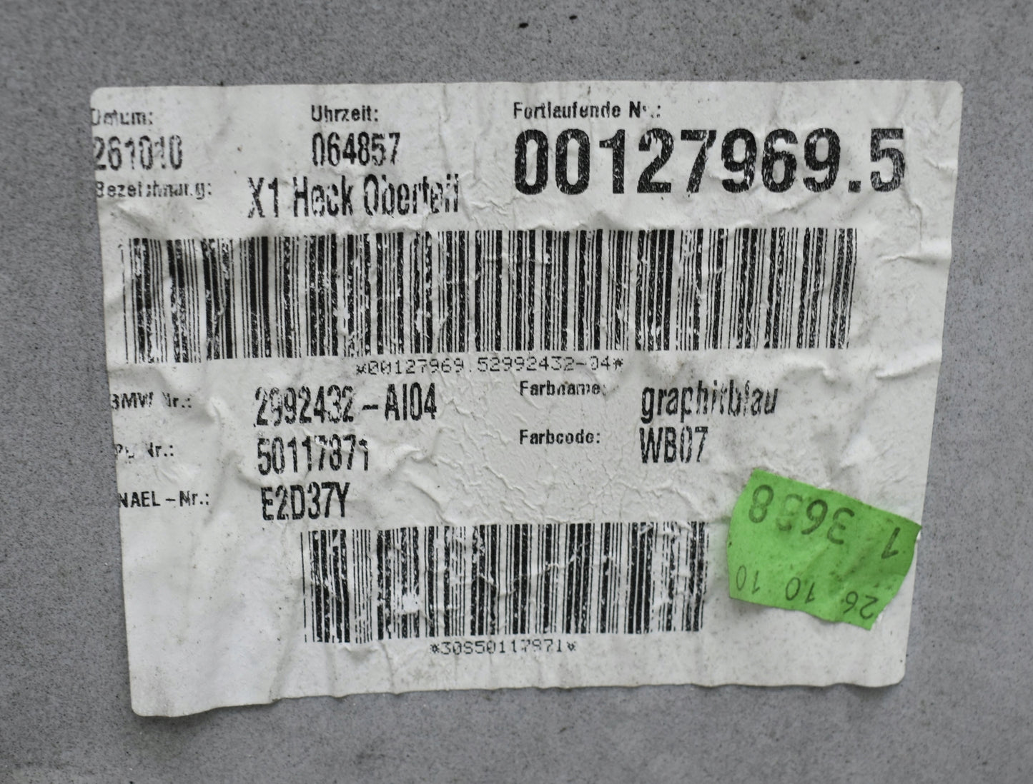 BMW X1 E84 REAR BUMPER ORG + BOTTOM