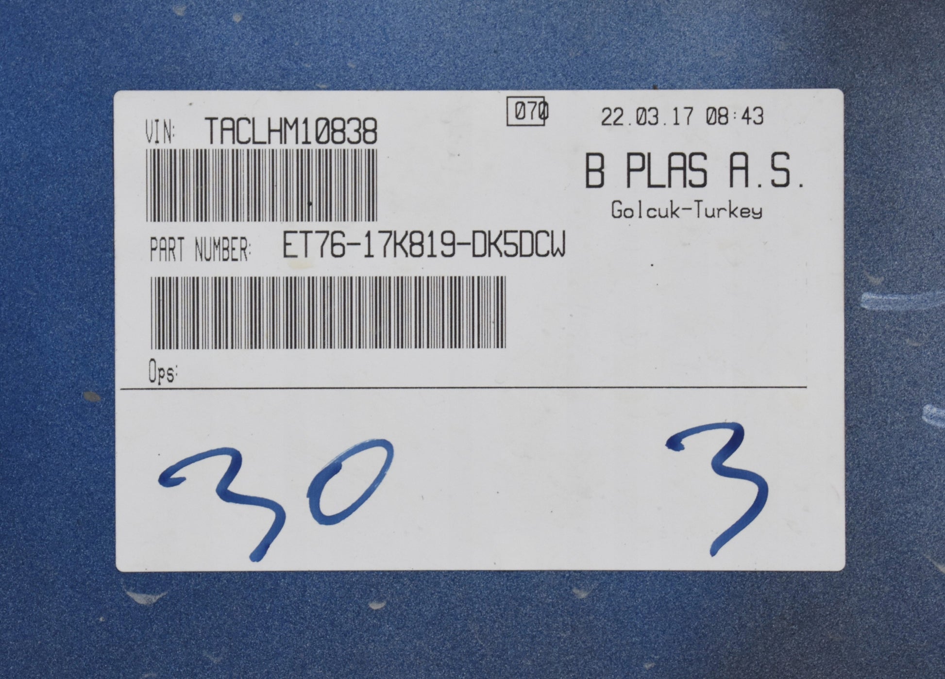 FORD TRANSIT COURIER FRONT BUMPER FRONT ORIGINAL