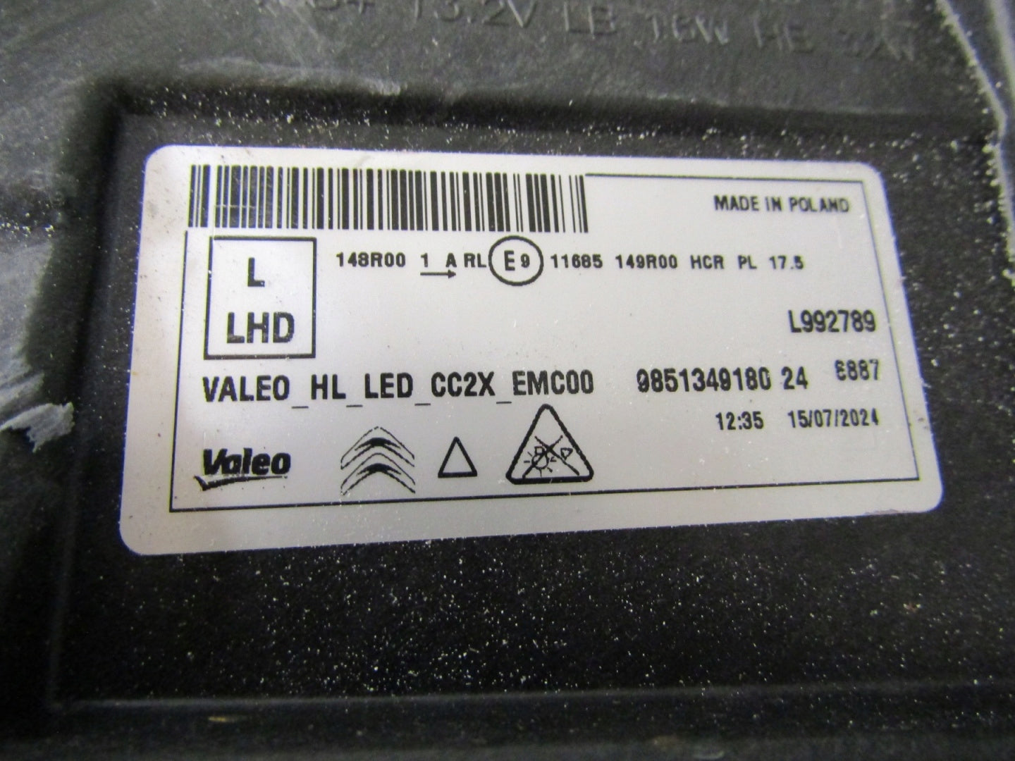 HEADLIGHT CITROEN E-C3 C3 C3 AIRCROSS IV 4 LED 24- LH 9851349180