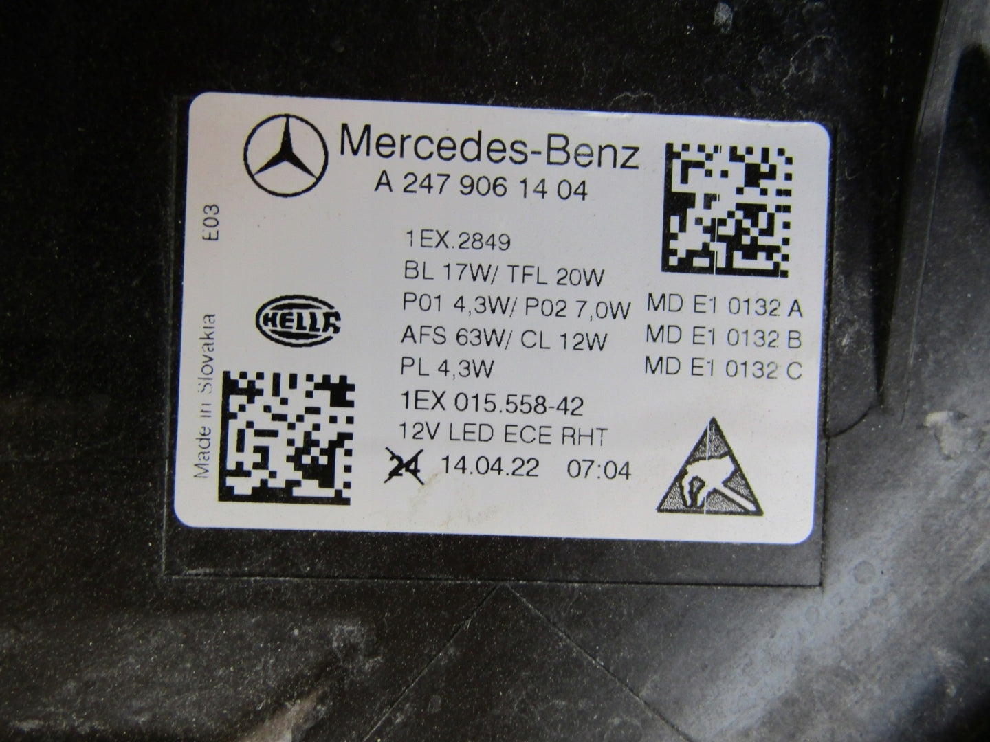 MERCEDES B CLASS W247 LIFT MULTIBEAM 23- HEADLIGHT RH A2479061404