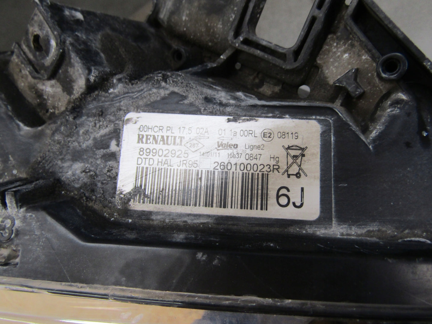 HEADLIGHT RENAULT SCENIC III STANDARD 09-13 RH 260100023R