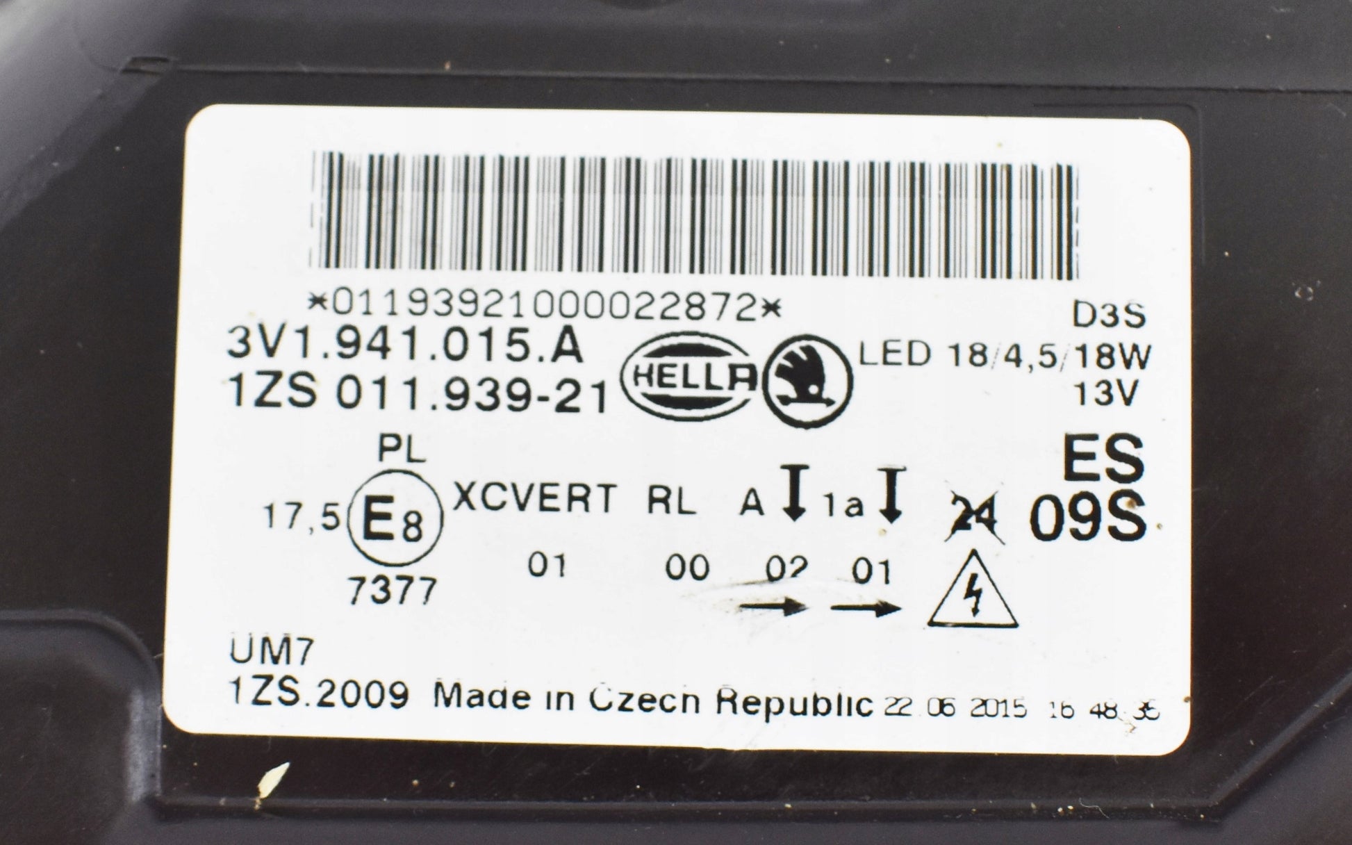 SKODA SUPERB III 3V 3V1 LEFT FRONT LAMP EU ORG!