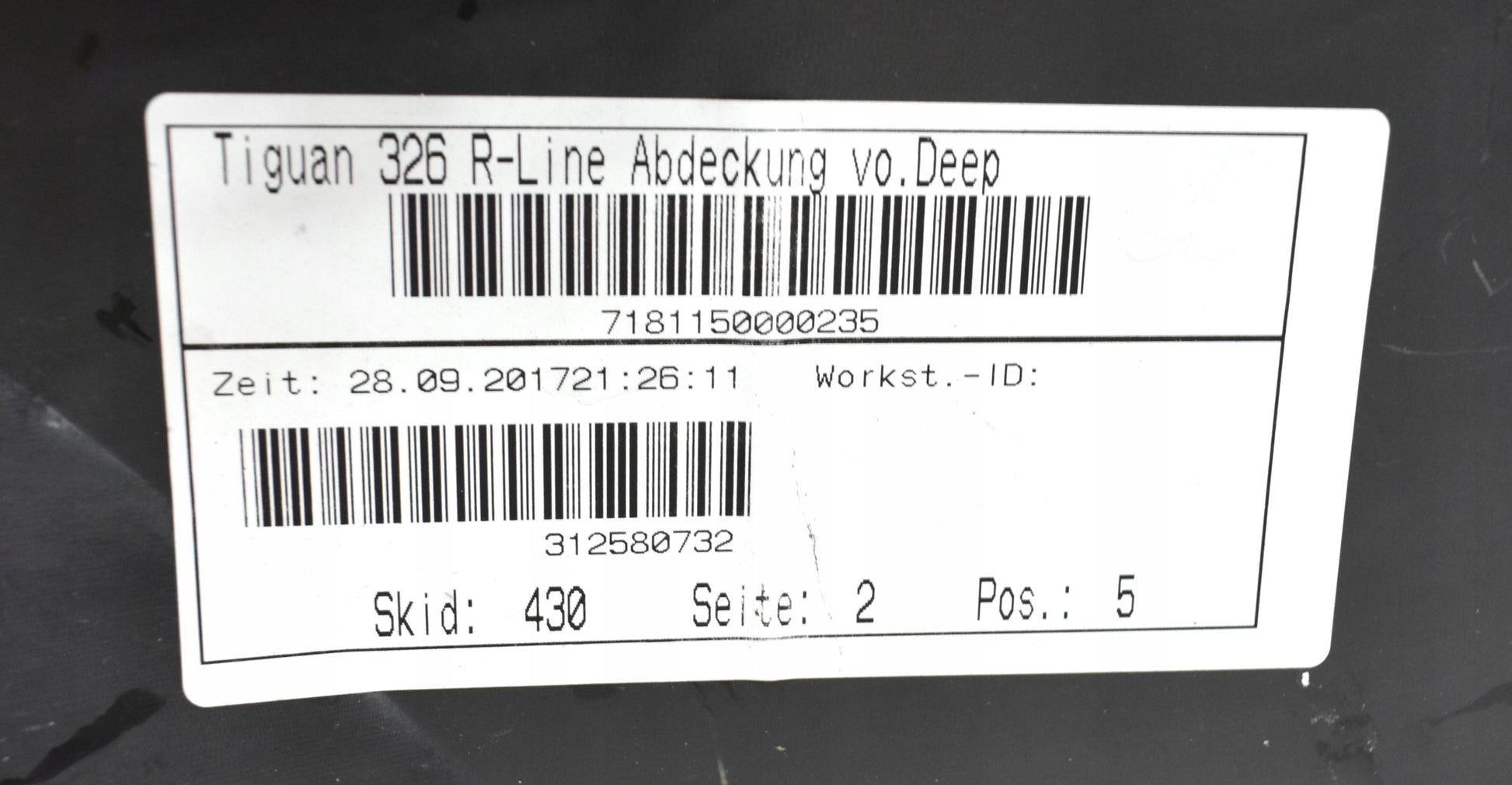 VW TIGUAN II 5NA R LINE FRONT BUMPER ORG